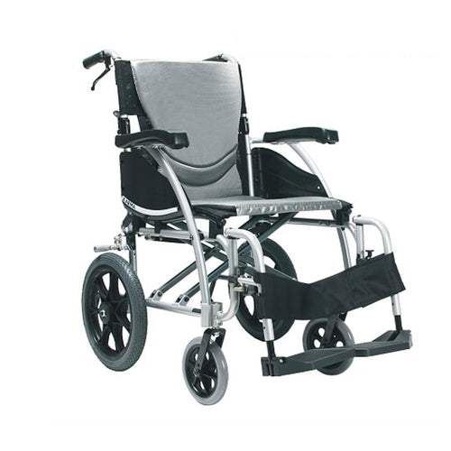 Karman S-115-TP Ergonomic Ultra Lightweight Transport Wheelchair, Silver Frame